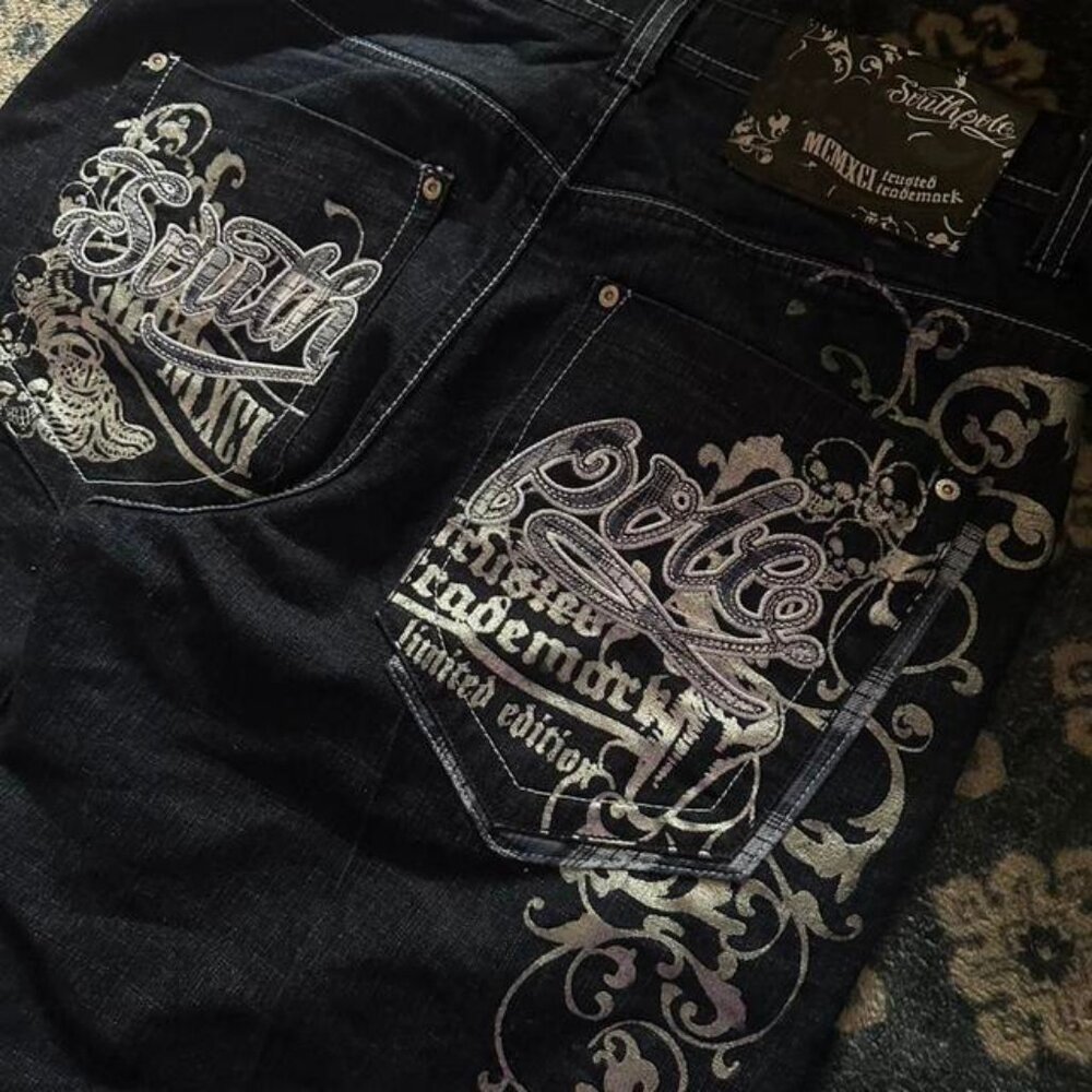 Southpole Mens Navy and Black  Jeans
